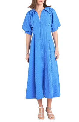 English Factory Button Front Maxi Dress Blue at Nordstrom,