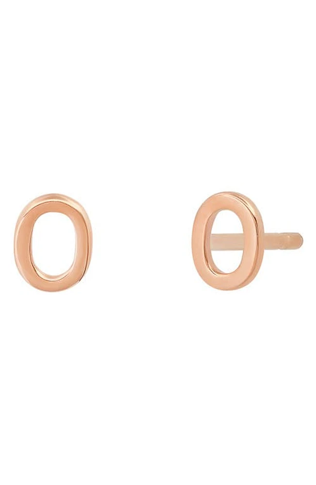 BYCHARI Initial Stud Earrings in 14K Rose Gold-O at Nordstrom