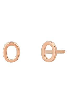 BYCHARI Initial Stud Earrings in 14K Rose Gold-O at Nordstrom