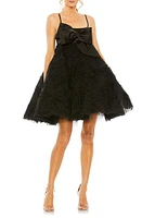 Mac Duggal Bow Front Tulle Babydoll Dress Black at Nordstrom,