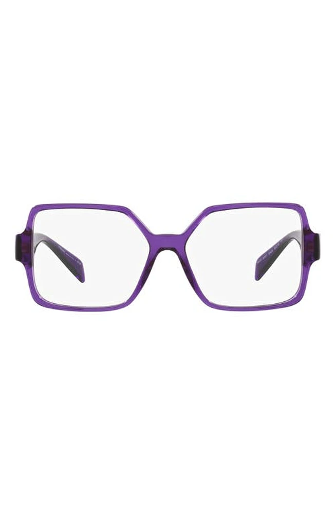 Versace 55mm Square Optical Glasses in Transparent Violet at Nordstrom