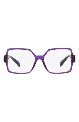 Versace 55mm Square Optical Glasses in Transparent Violet at Nordstrom