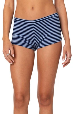 EDIKTED Levia Stripe Microshorts Blue at Nordstrom,