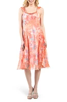 Komarov Scarf Charmeuse & Chiffon A-Line Cocktail Dress in Aloha Sunrise at Nordstrom, Size X-Large