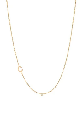 BYCHARI Asymmetric Initial & Diamond Pendant Necklace in 14K Yellow Gold-C at Nordstrom