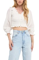 Endless Rose Smocked Crop Blouse White at Nordstrom,