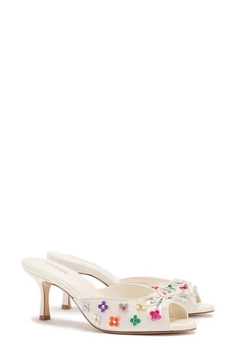 Larroudé Jasmine Kitten Heel Peep Toe Sandal Ivory at Nordstrom,