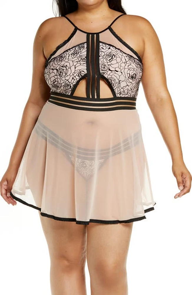 Coquette Babydoll Chemise & Thong Set in Pink at Nordstrom