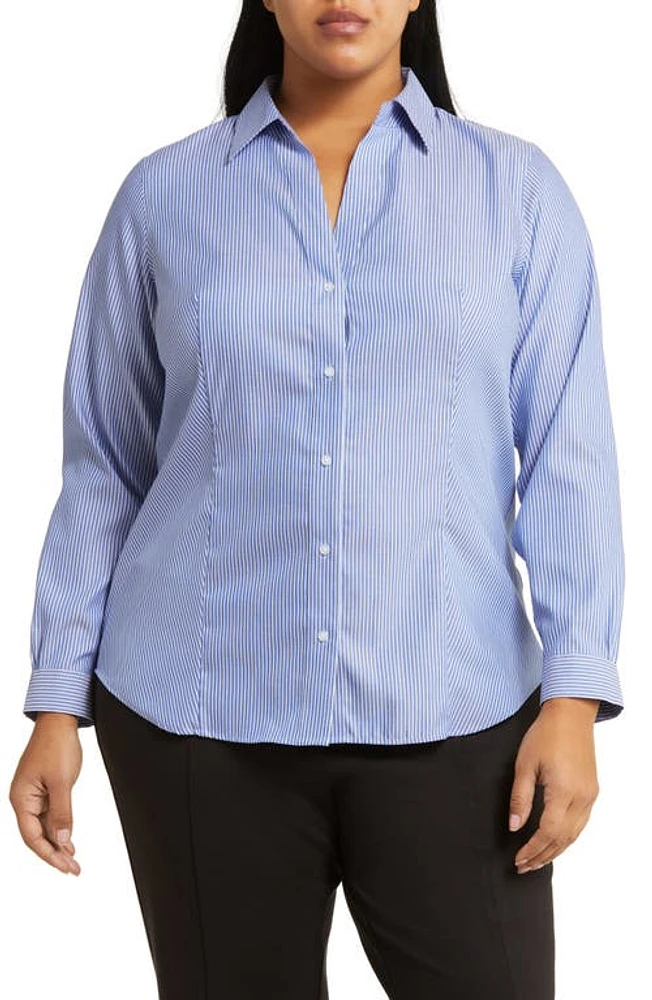 Jones New York Stripe Easy Care Shirt Blue/White at Nordstrom,