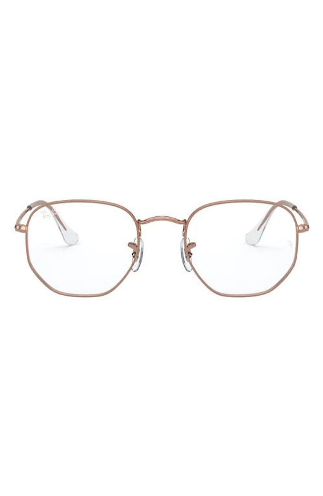 Ray-Ban Unisex 48mm Hexagonal Optical Glasses in Rose Gold at Nordstrom