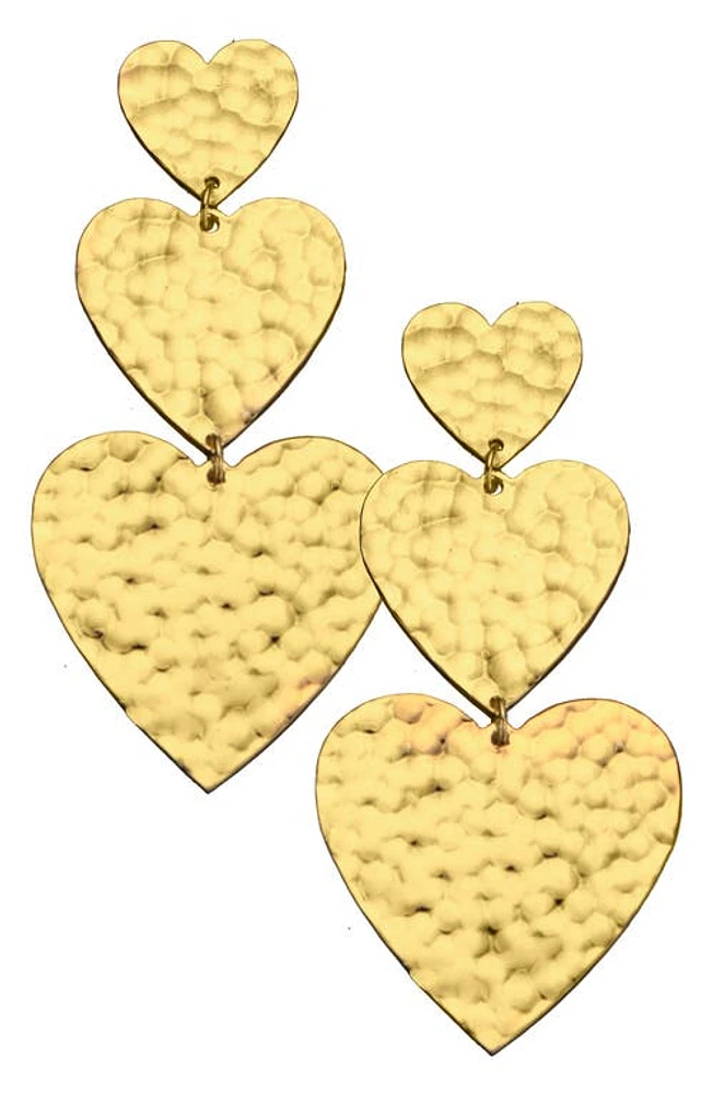 Jennifer Zeuner Justina Heart Drop Earrings in Yellow Gold at Nordstrom