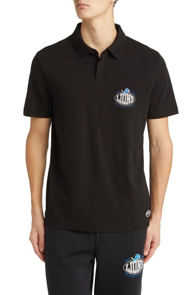 BOSS x NFL Cotton Polo in Detroit Lions Black at Nordstrom, Size Medium