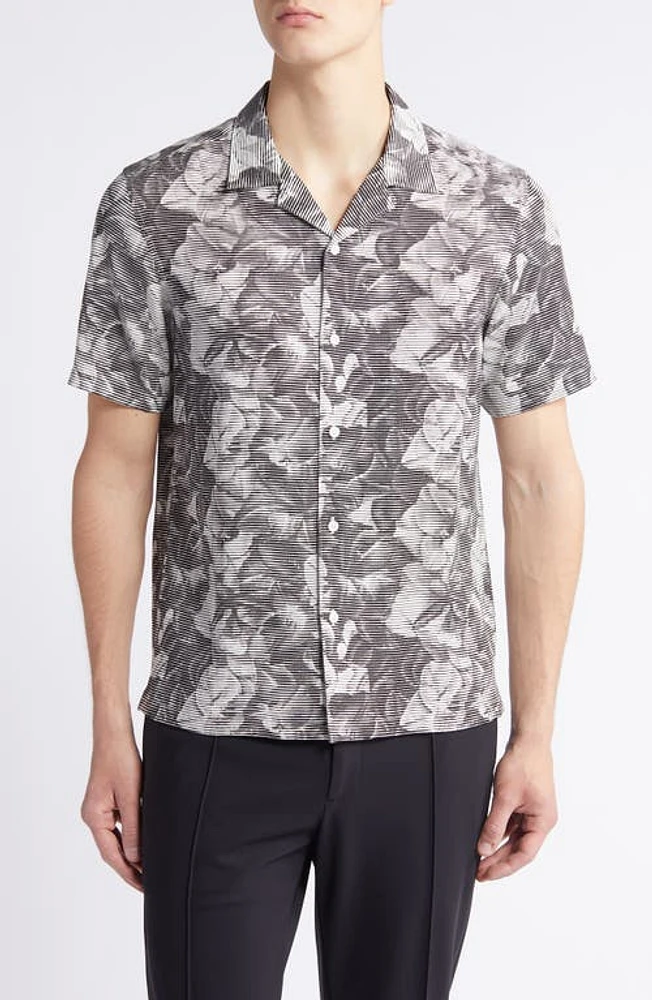 Theory Irving CC. Linear Camp Shirt Black Multi at Nordstrom,