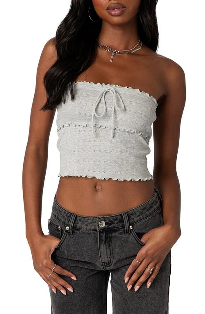 EDIKTED Savannah Pointelle Tube Top Gray-Melange at Nordstrom,