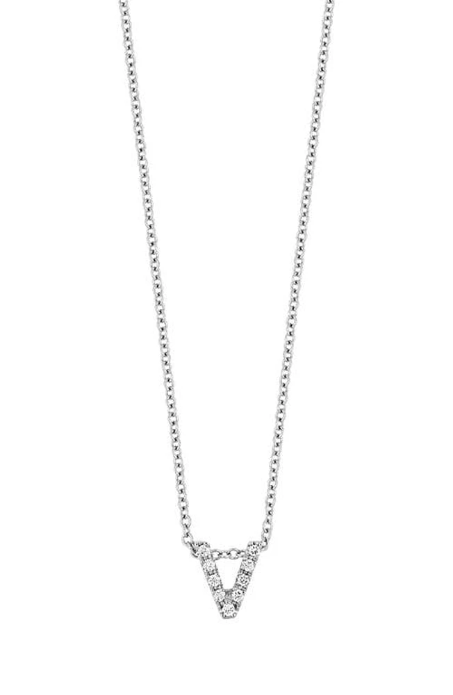 Bony Levy 18k Gold Pavé Diamond Initial Pendant Necklace in Gold - V at Nordstrom