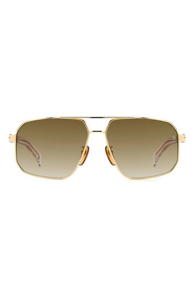 David Beckham Eyewear 61mm Rectangular Sunglasses in Gold Crystal at Nordstrom