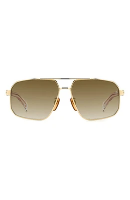 David Beckham Eyewear 61mm Rectangular Sunglasses in Gold Crystal at Nordstrom