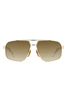 David Beckham Eyewear 61mm Rectangular Sunglasses in Gold Crystal at Nordstrom