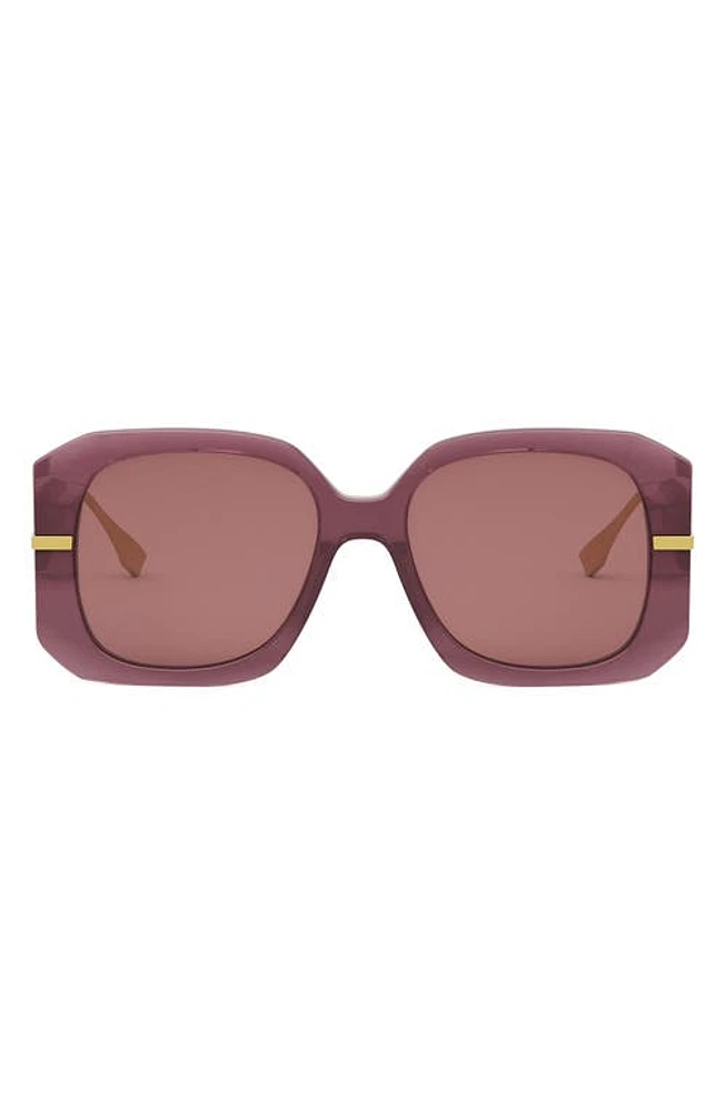 'Fendigraphy 55mm Geometric Sunglasses in Shiny Violet /Bordeaux at Nordstrom