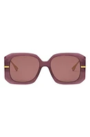 'Fendigraphy 55mm Geometric Sunglasses in Shiny Violet /Bordeaux at Nordstrom