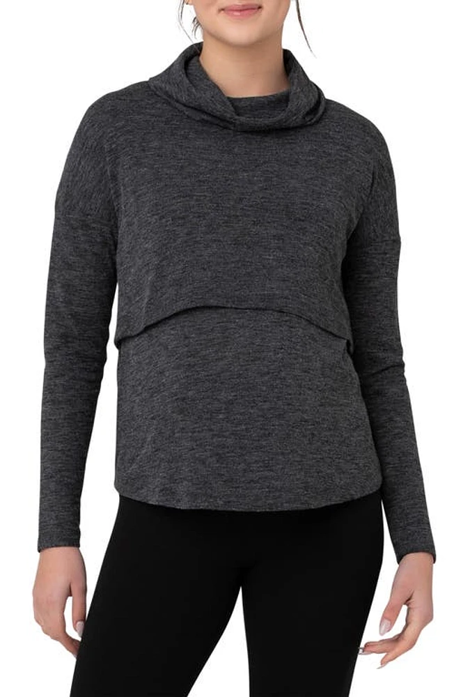 Ripe Maternity Cameron Turtleneck Long Sleeve Maternity/Nursing Top Dark Charcoal at Nordstrom,