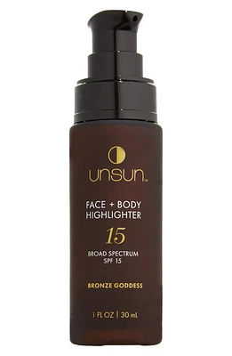 UNSUN Face + Body Highlighter Broad Spectrum SPF 15 Sunscreen in Bronze Goddess at Nordstrom, Size 1 Oz