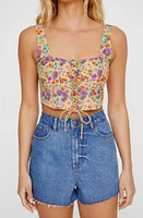 NASTY GAL Ditsy Floral Crop Top Yellow at Nordstrom,