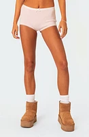 EDIKTED Mariana Picot Trim Micro Shorts Light-Pink at Nordstrom,