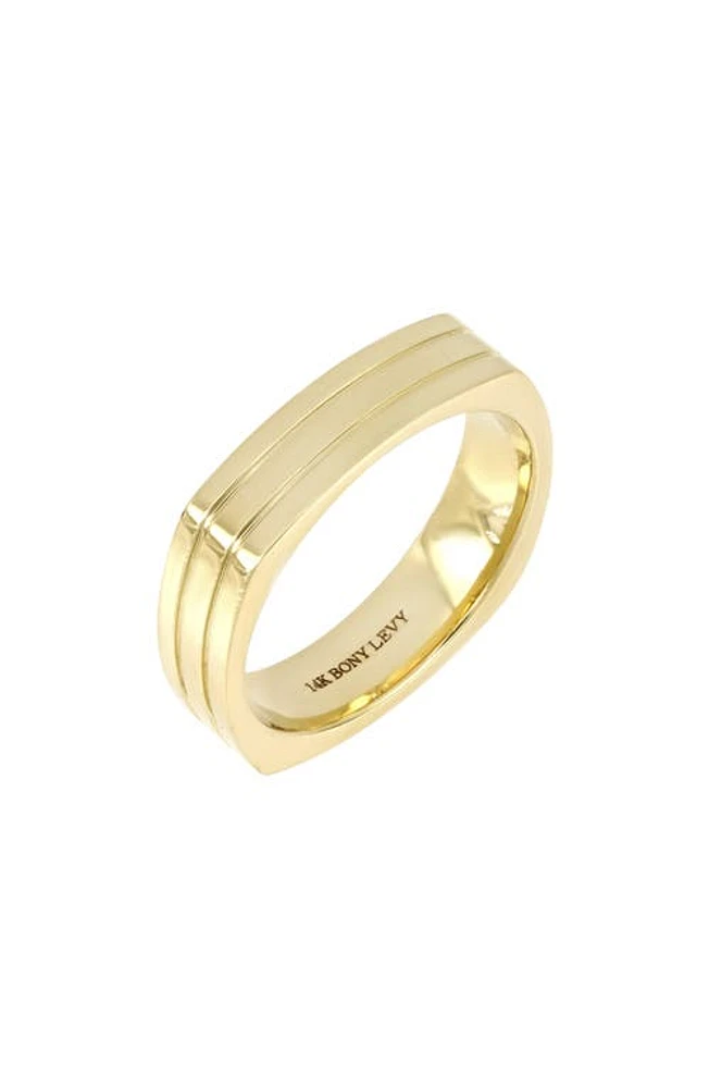 Bony Levy Men's 14K Gold Square Edge Stripe Ring Yellow at Nordstrom,