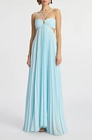 A. L.C. Moira Pleated Halter Maxi Dress Aqua at Nordstrom,