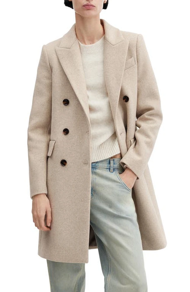 MANGO Double Breasted Coat Light/pastel Grey at Nordstrom,