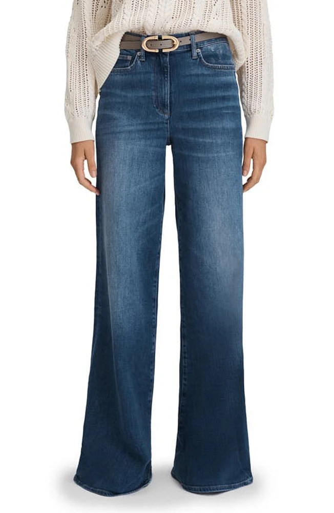 Reiss Ameria High Waist Stretch Wide Leg Jeans Mid Blue at Nordstrom,