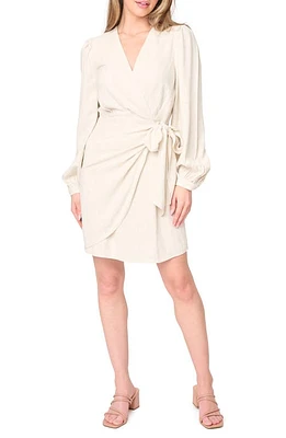 GIBSONLOOK Long Sleeve Faux Wrap Dress Oatmeal at Nordstrom,