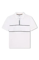 BOSS Kidswear Kids' Mini Me Piped Cotton Polo in White at Nordstrom, Size 8 Y