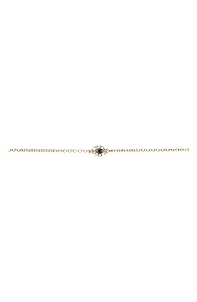 EF Collection Diamond & Sapphire Evil Eye Chain Bracelet in Yellow Gold at Nordstrom