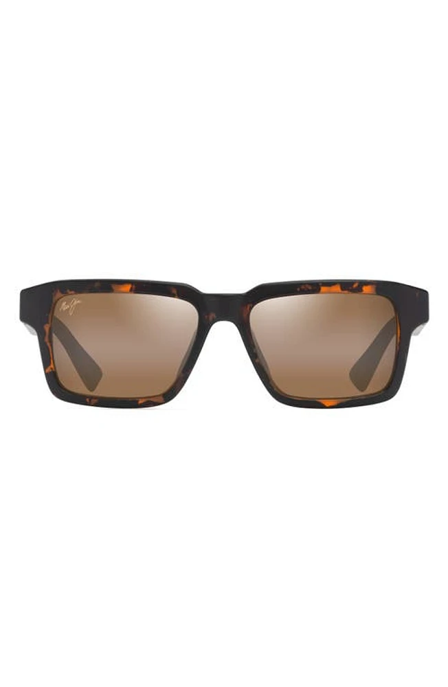 Maui Jim Kahiko 53mm PolarizedPlus2 Gradient Square Sunglasses in Matte Dark Havana at Nordstrom