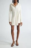 Courrèges Twist Long Sleeve Piqué Polo Minidress Natural at Nordstrom,