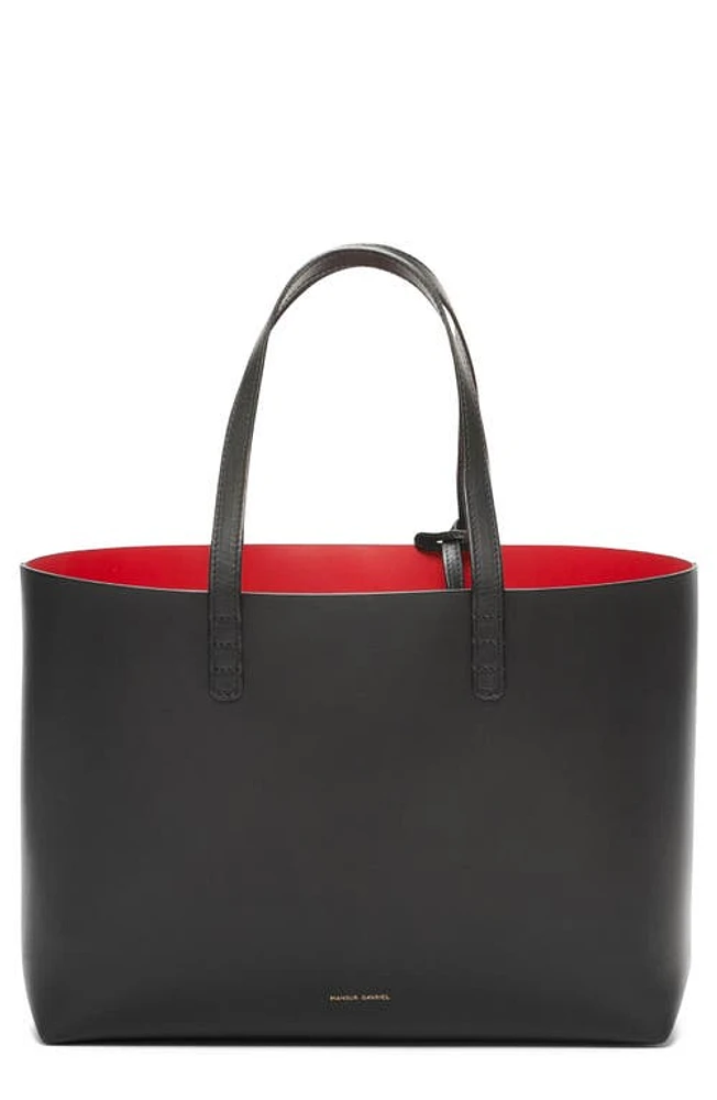 Mansur Gavriel Small Leather Tote in Black/Flamma at Nordstrom