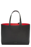 Mansur Gavriel Small Leather Tote in Black/Flamma at Nordstrom