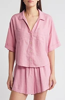 Treasure & Bond Short Sleeve Linen Blend Camp Shirt at Nordstrom,