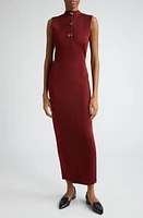 Lela Rose Button Sleeveless Knit Dress Brick at Nordstrom,