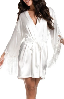 Bloom by Jonquil Juliet Fringe Trim Satin Wrap Ivory at Nordstrom,