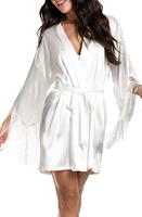 Bloom by Jonquil Juliet Fringe Trim Satin Wrap Ivory at Nordstrom,