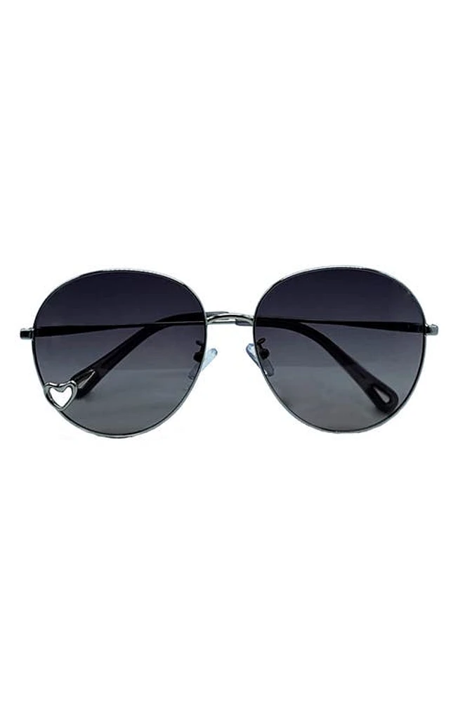 Bluestone Sunshields Love 53mm Polarized Round Sunglasses in Chrome/gray at Nordstrom