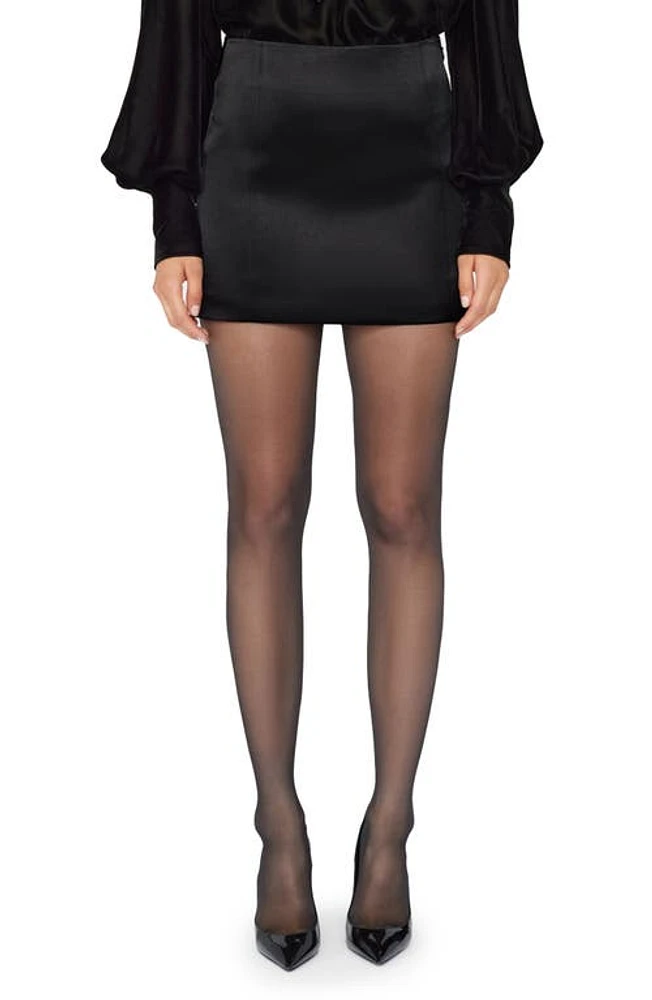 FRAME Satin Miniskirt in Noir at Nordstrom, Size 0