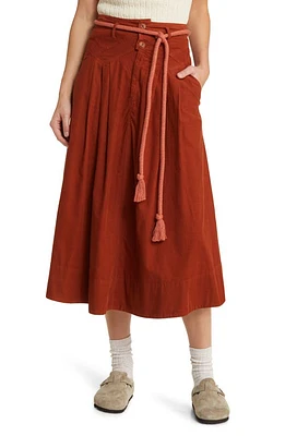 THE GREAT. The Field Cotton Corduroy Midi Skirt in Strawberry Jam at Nordstrom, Size 0