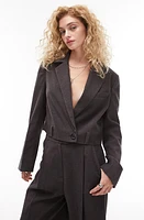 Topshop Crop Blazer Dark Grey at Nordstrom, Us