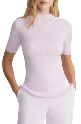 Lafayette 148 New York Mock Neck Short Sleeve Rib Sweater at Nordstrom,