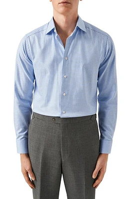 Eton Slim Fit Check Organic Cotton Dress Shirt Lt/Pastel Blue at Nordstrom,