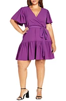 City Chic Catherine Tiered Flutter Sleeve Faux Wrap Dress at Nordstrom